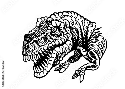 vector portrait of tyrannosaurus  isolated on white background, element for typography , design and tattoo
