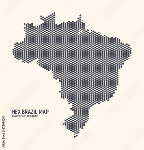 Hex Brazil Map Vector Isolated On Light Background. Hexagonal Halftone Texture Of Brazilian Map