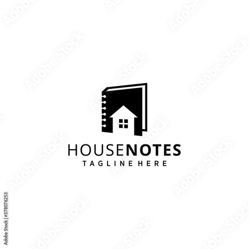 Modern book/notes story with house logo sign modern vector graphic abstract