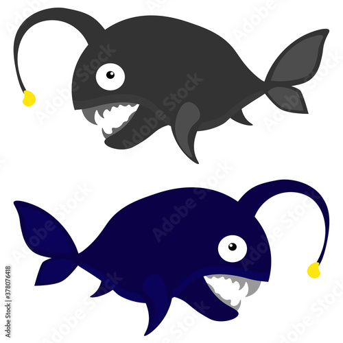 Monkfish. Vector illustration on the theme of marine life.