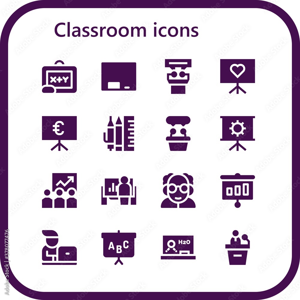 Modern Simple Set of classroom Vector filled Icons