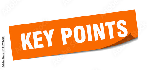 key points sticker. square isolated label sign. peeler