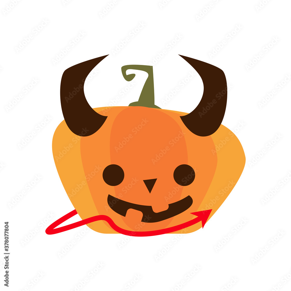 halloween devil pumpkin with horns and tail flat style icon halloween devil pumpkin with horns and tail flat style icon