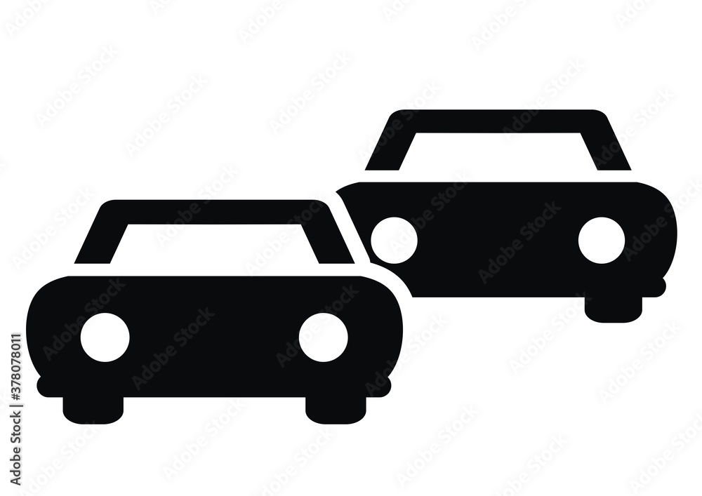 Two cars, black silhouette, vector icon