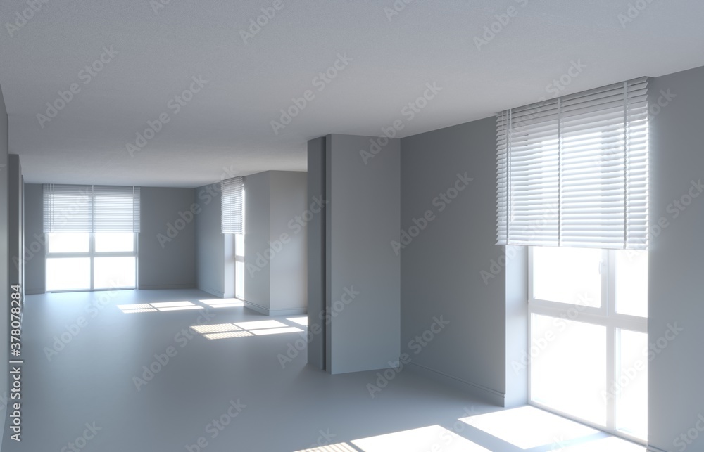 Fototapeta premium visualization of a large empty interior, 3D illustration