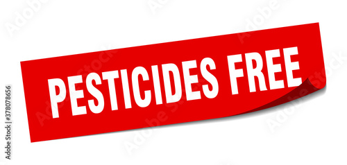 pesticides free sticker. square isolated label sign. peeler
