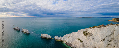 Fotografia Aerial panoramic view of the Needles of Isle of WIght