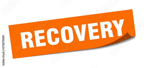 recovery sticker. square isolated label sign. peeler