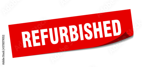 refurbished sticker. square isolated label sign. peeler