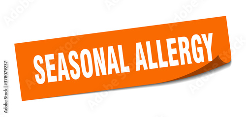 seasonal allergy sticker. square isolated label sign. peeler