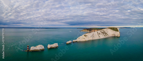 Canvas Print Aerial panoramic view of the Needles of Isle of WIght
