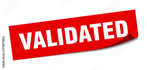 validated sticker. square isolated label sign. peeler