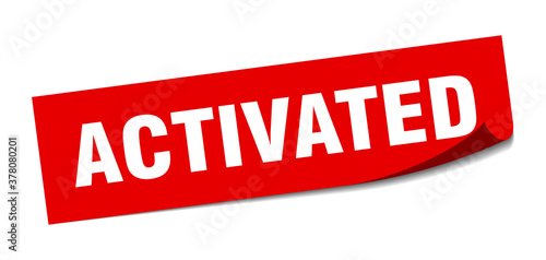 activated sticker. square isolated label sign. peeler