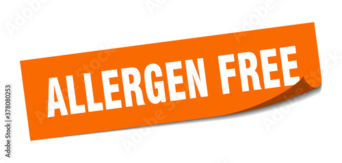 allergen free sticker. square isolated label sign. peeler