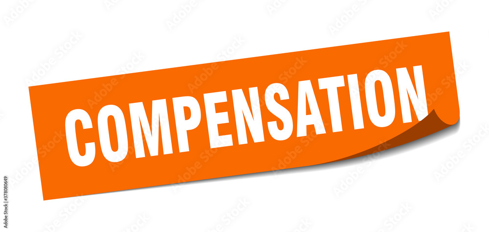 compensation sticker. square isolated label sign. peeler compensation sticker. square isolated label sign. peeler
