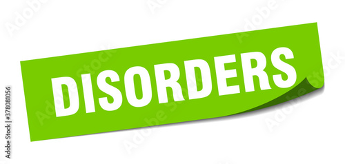 disorders sticker. square isolated label sign. peeler