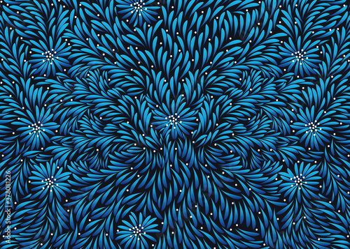 Abstract blue leaves seamless texture background