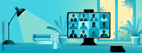 Video conference vector illustration