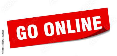 go online sticker. square isolated label sign. peeler