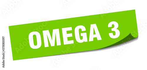 omega 3 sticker. square isolated label sign. peeler