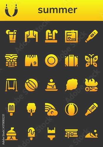 Modern Simple Set of summer Vector filled Icons