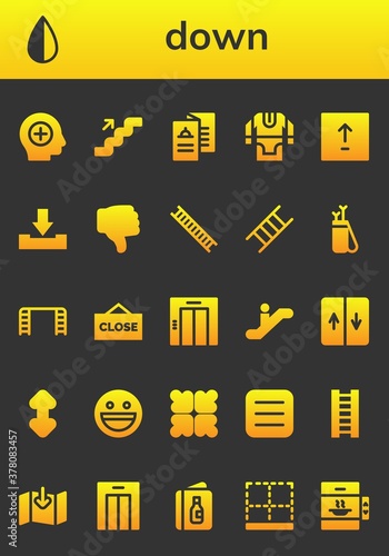 Modern Simple Set of down Vector filled Icons