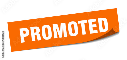 promoted sticker. square isolated label sign. peeler