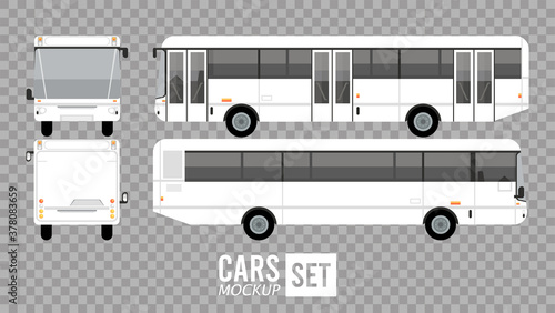 white buses mockup cars vehicles icons