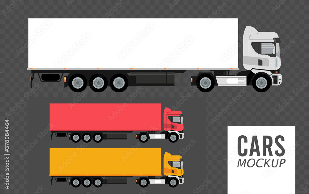 set colors trucks mockup cars vehicles icons set colors trucks mockup cars vehicles icons