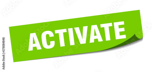 activate sticker. square isolated label sign. peeler