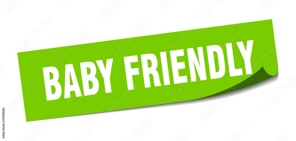 baby friendly sticker. square isolated label sign. peeler baby friendly sticker. square isolated label sign. peeler