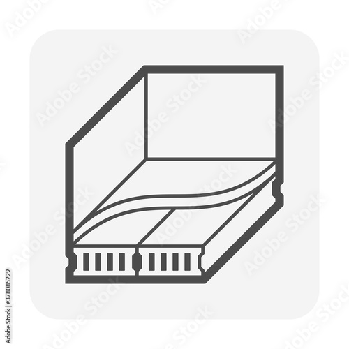 Hollow core concrete slab vector icon design on white background.