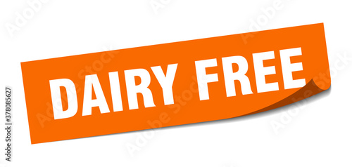 dairy free sticker. square isolated label sign. peeler