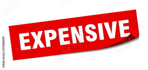 expensive sticker. square isolated label sign. peeler