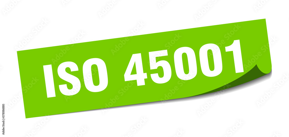 iso 45001 sticker. square isolated label sign. peeler