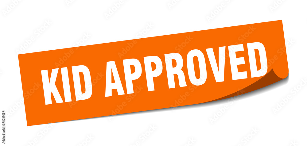 kid approved sticker. square isolated label sign. peeler kid approved sticker. square isolated label sign. peeler