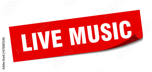 live music sticker. square isolated label sign. peeler