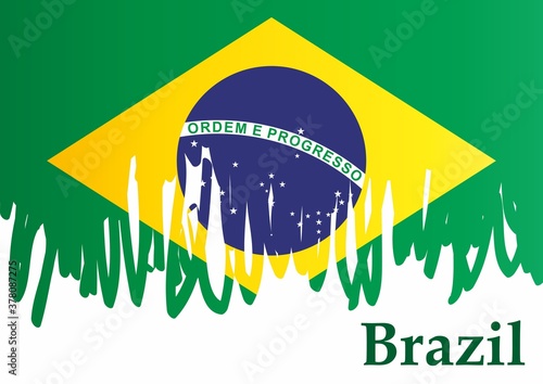 Flag of Brazil, Federative Republic of Brazil. template for award design, an official document with the flag of Brazil and other uses. Bright, colorful vector illustration