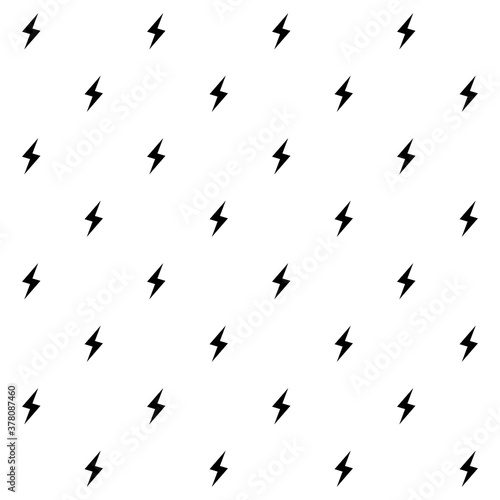 Vector seamless pattern. Texture with lightning. Repeating abstract background with lightning on white back.