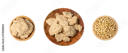Raw Dehydrated Soy Meat or Soya Chunks Isolated