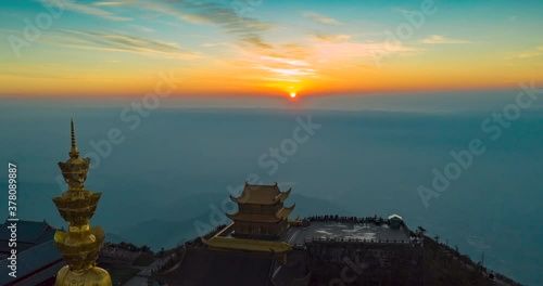 Beautiful sunrise at the top of the emei mountain photo