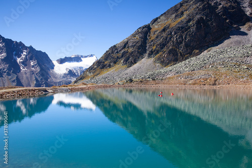 The Tiefenbach glacier located near Sölden in the Ötztal Alps of Tyrol, Austria.
