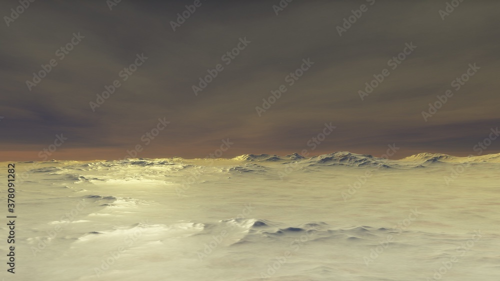 alien Planet, fantasy landscape, view from the surface of an exo-planet, science fiction landscape, 3d Render alien Planet, fantasy landscape, view from the surface of an exo-planet, science fiction landscape, 3d Render