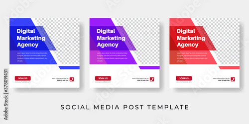 Modern social media post template for Digital Marketing, Corporate business, Marketing Professional, Agency. Geometric shapes colorful design banner, web, advertising, background.