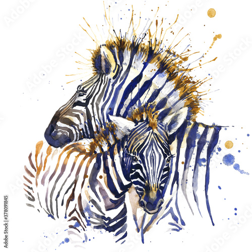 Cute zebra. watercolor illustration. african animals. exotic nature. wildlife.  © Елена Фаенкова