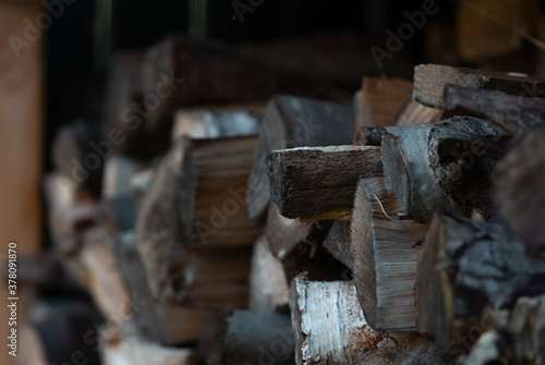 Firewood Chopped Pilled Up Ready for the Fireplace