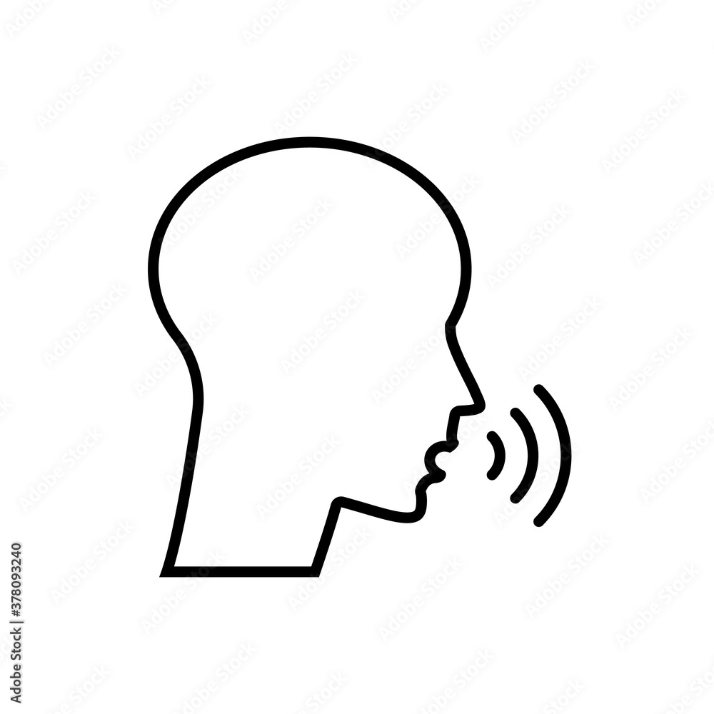 Person, head talking icon. Voice, speak, talk control vector ...