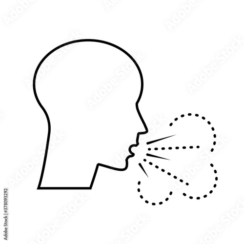 Person, head mouth cough face icon. Isolated vector illustration.