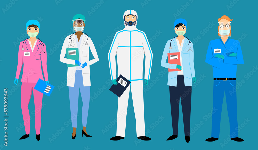 Medical staff, virus protective clothing - vector illustration Medical staff, virus protective clothing - vector illustration