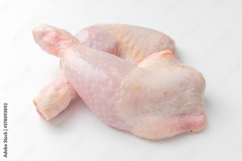 Trimmed chicken legs on a white background Trimmed chicken legs on a white background
